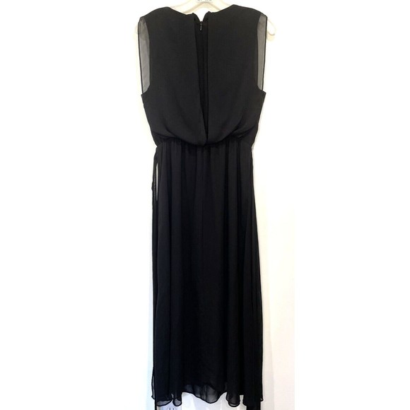 BISOU BISOU Black Formal Draped Pleated Keyhole Maxi Long Tie back Dress Size 8 - Picture 4 of 7